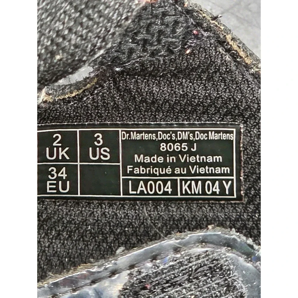 Dr. Martens 8065J Mary Jane Rainbow Black Patent Leather Kids Shoes US 3